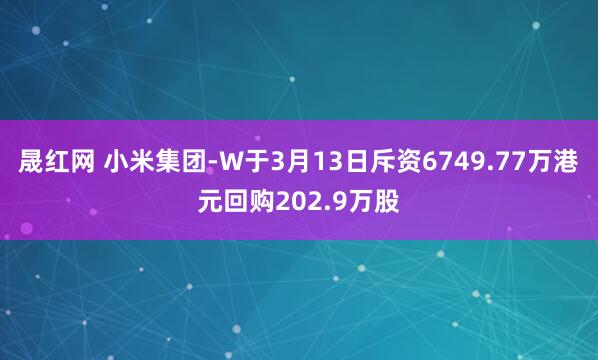 晟红网 小米集团-W于3月13日斥资6749.77万港元回购202.9万股